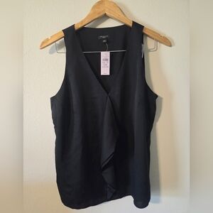 Ann Taylor Black Sleeveless Wrap Blouse